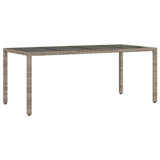 vidaXL Gartentisch mit Glasplatte Grau 190x90x75 cm Poly Rattan 365594