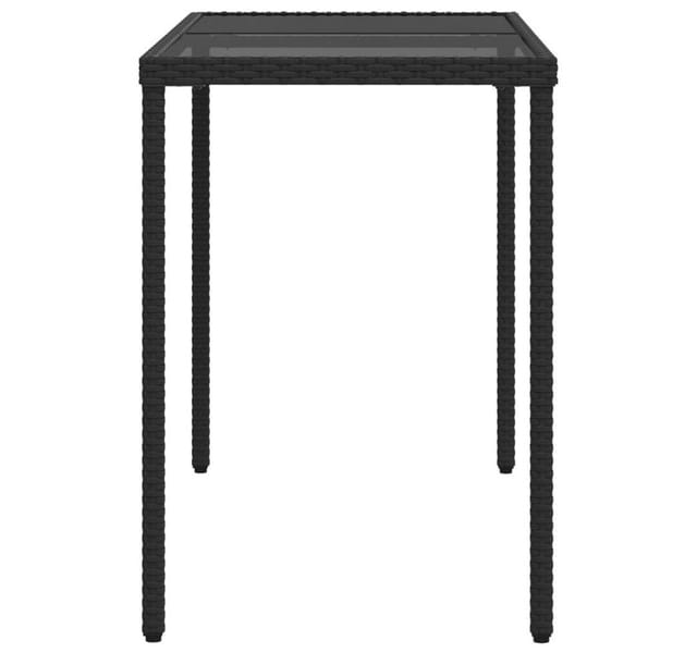 vidaXL Gartentisch mit Glasplatte Schwarz 115x54x74 cm Poly Rattan 365072