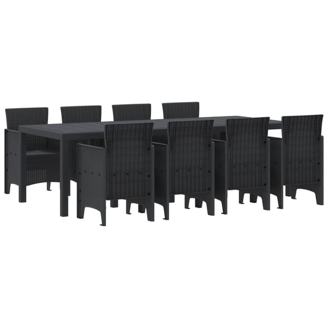 vidaXL 9-tlg Garten-Essgruppe Anthrazit Poly Rattan 3378732