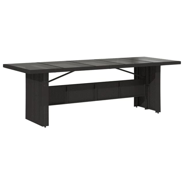 vidaXL Gartentisch mit Glasplatte Schwarz 240x90x75 cm Poly Rattan 365597