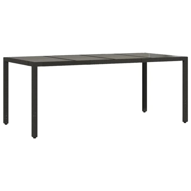vidaXL Gartentisch mit Glasplatte Schwarz 190x90x75 cm Poly Rattan 365592