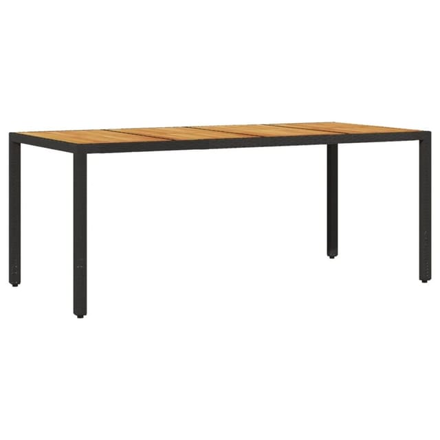 vidaXL Gartentisch mit Akazienholz-Platte Schwarz Poly Rattan 365541
