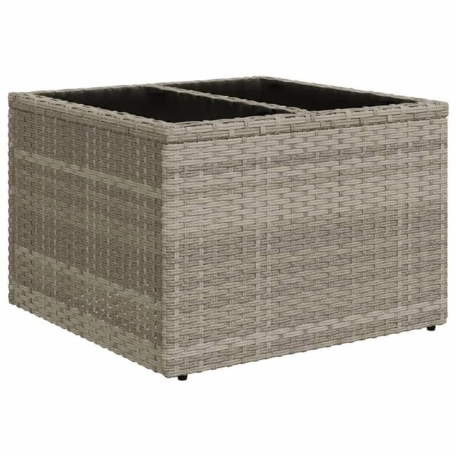 vidaXL Gartentisch mit Glasplatte Hellgrau 55x55x37 cm Poly Rattan 366182