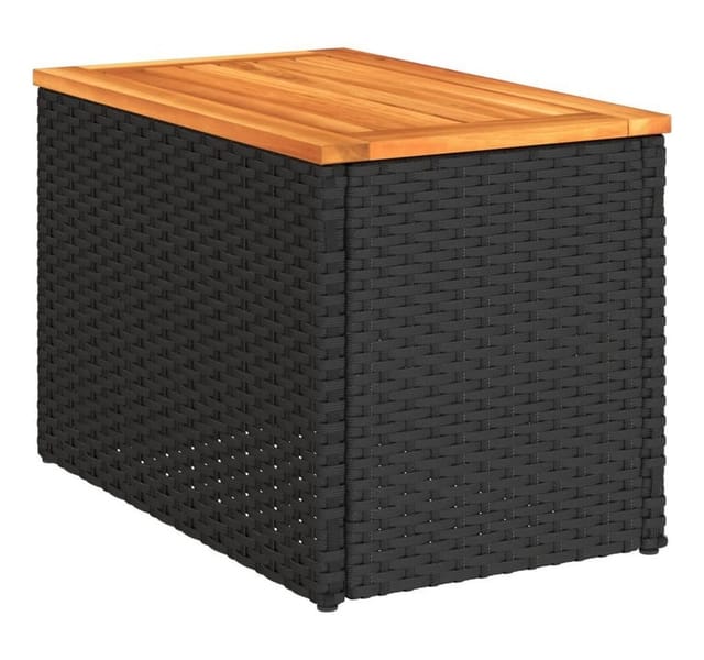 vidaXL Garten-Beistelltische 2 Stk Schwarz 55x34x37cm Poly Rattan Holz 365980