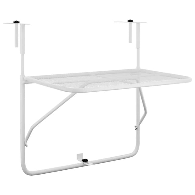 vidaXL Balkontisch Weiß 60x40 cm Stahl 340916