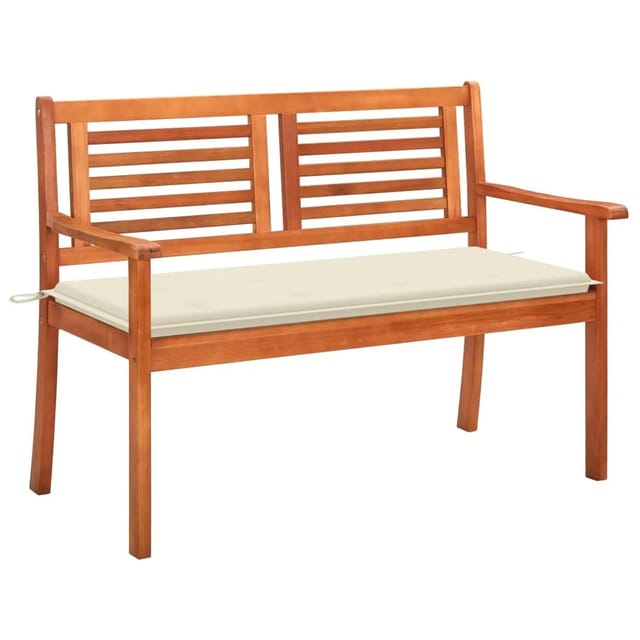 vidaXL 2-Sitzer-Gartenbank mit Auflage 120 cm Massivholz Eukalyptus 3060971