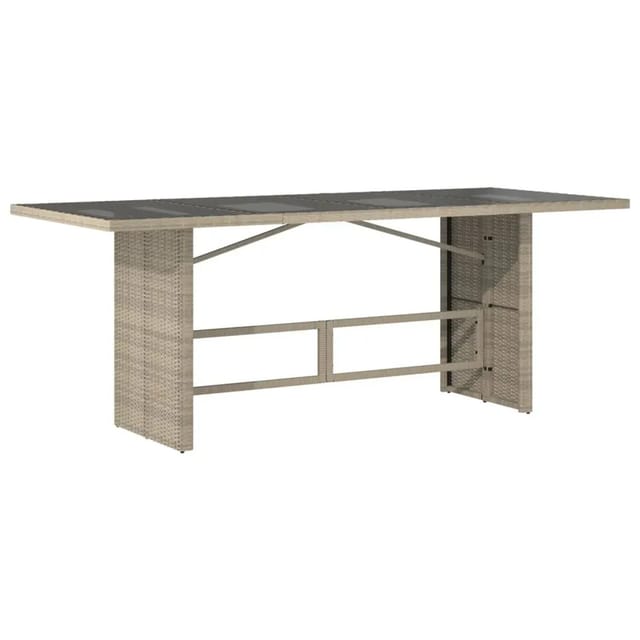 vidaXL Gartentisch mit Glasplatte Hellgrau 190x80x74 cm Poly Rattan 365308