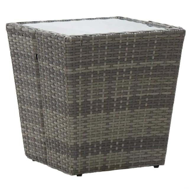 vidaXL Beistelltisch Grau 41,5x41,5x43 cm Poly Rattan und Hartglas 46196