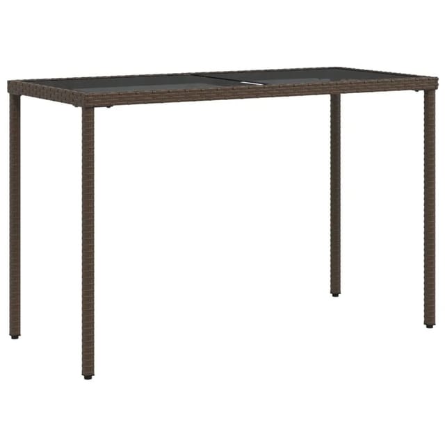 vidaXL Gartentisch mit Glasplatte Braun 115x54x74 cm Poly Rattan 365074