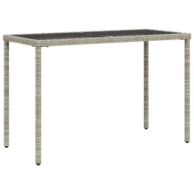 vidaXL Gartentisch mit Glasplatte Hellgrau 115x54x74 cm Poly Rattan 365079