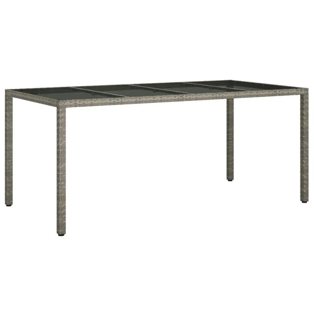 vidaXL Gartentisch Grau 190x90x75 cm Gehärtetes Glas und Poly Rattan 316715