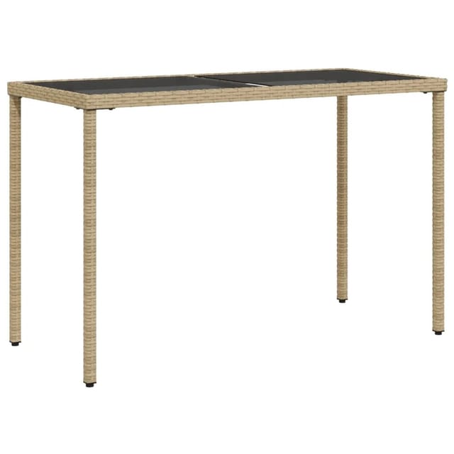 vidaXL Gartentisch mit Glasplatte Beige 115x54x74 cm Poly Rattan 365075