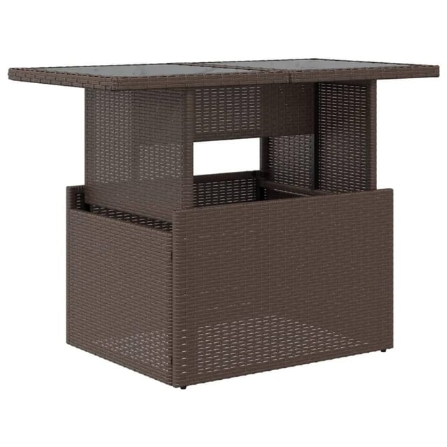 vidaXL Gartentisch mit Glasplatte Braun 100x55x73 cm Poly Rattan 366208