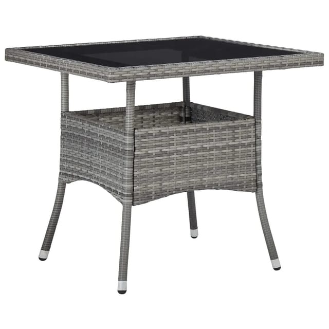 vidaXL Garten-Esstisch Grau Poly Rattan und Glas 46178