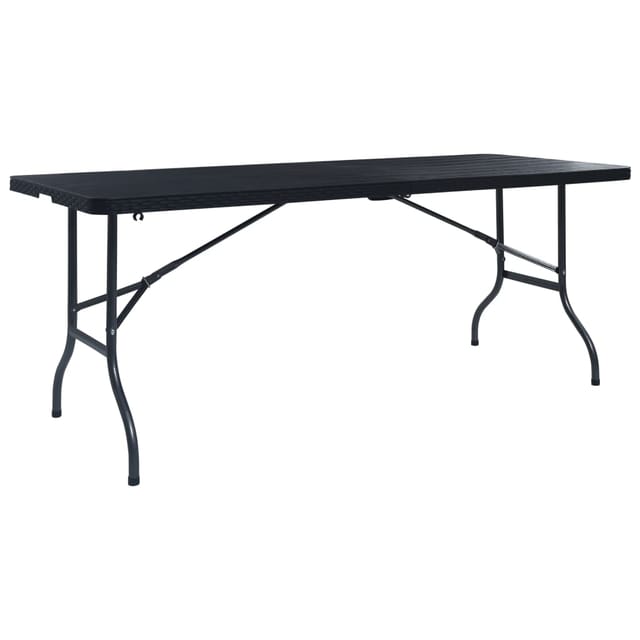 vidaXL Gartentisch Klappbar Schwarz 180x75x72 cm HDPE Rattan-Optik 48831