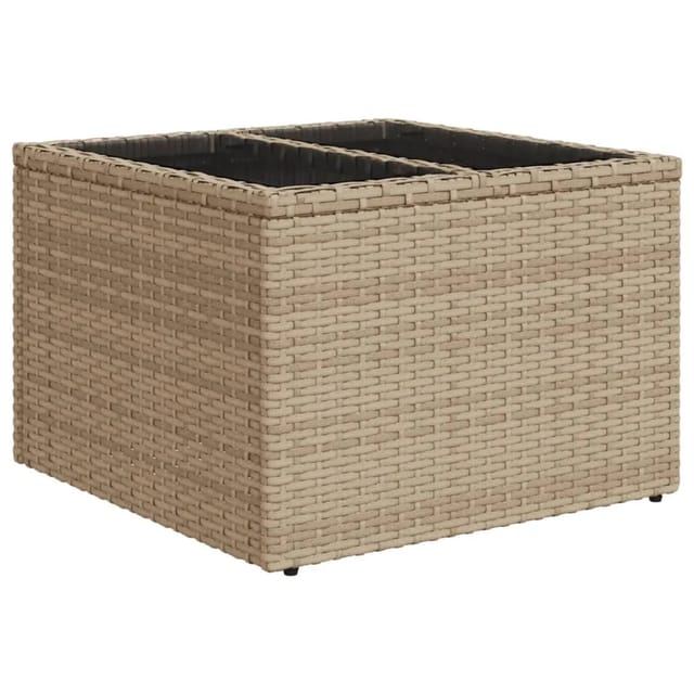 vidaXL Gartentisch mit Glasplatte Beige 55x55x37 cm Poly Rattan 366058