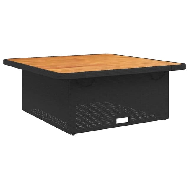 vidaXL Gartentisch Schwarz 110x110x71 cm Poly Rattan und Akazienholz 368272