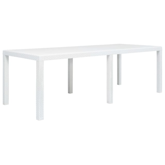 vidaXL Gartentisch Weiß 220x90x72 cm Kunststoff Rattan-Optik 45607