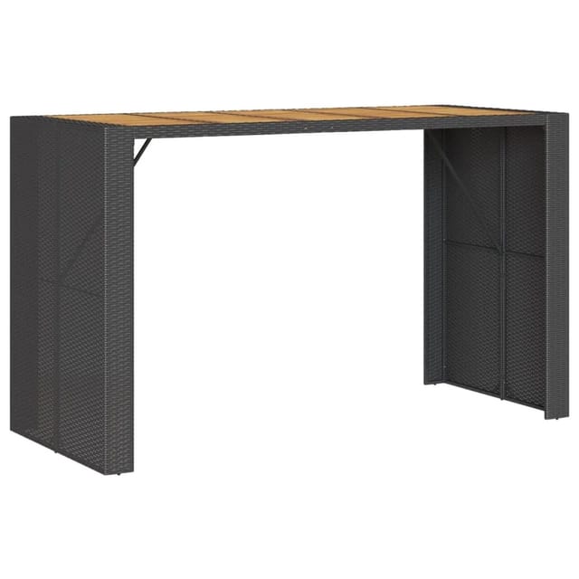 vidaXL Garten-Bartisch mit Holzplatte Schwarz 185x80x110 cm Polyrattan 368700