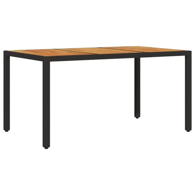 vidaXL Gartentisch mit Akazienholz-Platte Schwarz Poly Rattan 365535