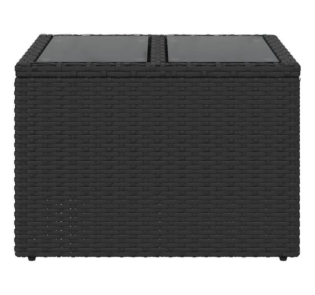vidaXL Gartentisch mit Glasplatte Schwarz 55x55x37 cm Poly Rattan 365969