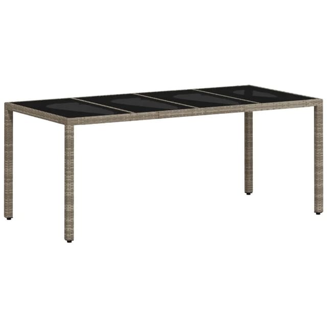 vidaXL Gartentisch mit Glasplatte Hellgrau 190x90x75 cm Poly Rattan 368128