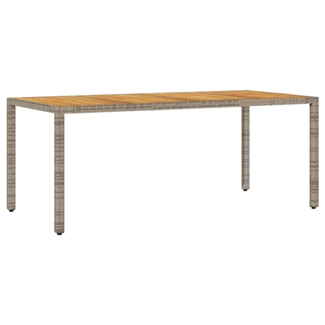 vidaXL Gartentisch mit Akazienholz-Platte Grau 190x90x75cm Poly Rattan 365542