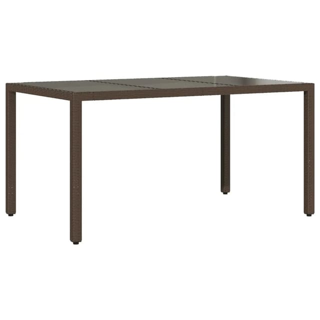 vidaXL Gartentisch mit Glasplatte Braun 150x90x75 cm Poly Rattan 365534