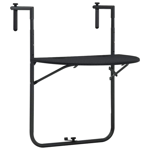 vidaXL Balkon-Hängetisch Schwarz 60x64x83,5 cm Kunststoff Rattan-Optik 47894