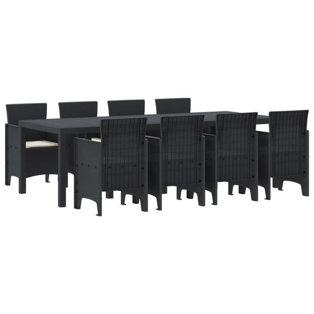 vidaXL 9-tlg Garten-Essgruppe mit Kissen Anthrazit Poly Rattan 3378736