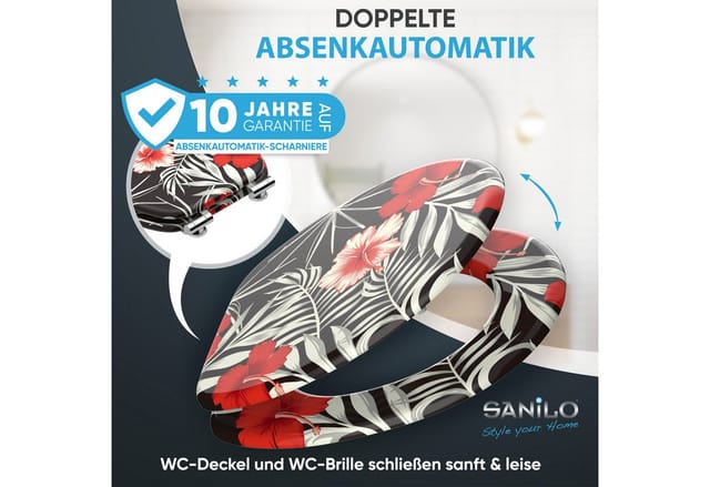 SANILO WC Sitz mit Absenkautomatik Hibisca Hochwertiger und Stabiler Toilettendeckel aus Holz