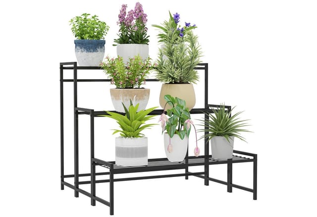Outsunny Pflanzenständer Metall Schwarz 75L x 70B x 66H cm
