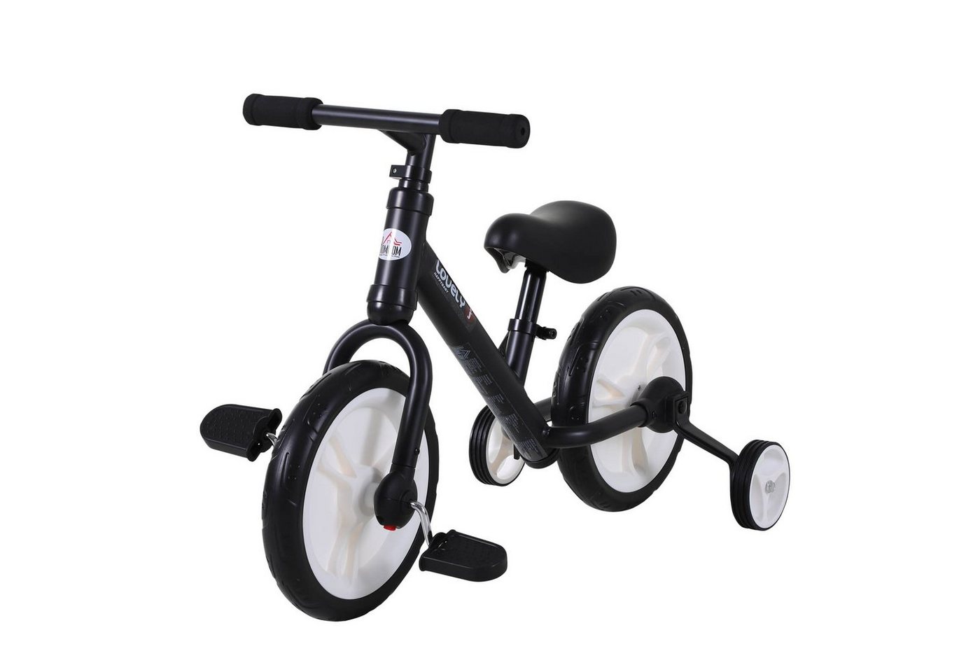 HOMCOM Kinderfahrrad 2-in-1 mit Stützrädern und Pedalen Bild 4
