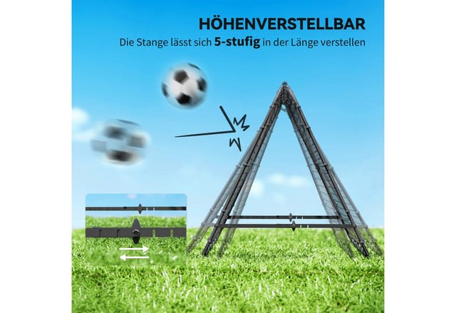 HOMCOM Fußball Rebounder PE Stahl Schwarz 100L x 95T x 90H cm
