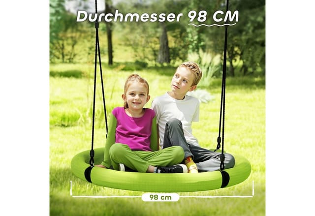 AIYAPLAY Kinderschaukel Stahl PE Schwarz 98L x 98B x 190H cm