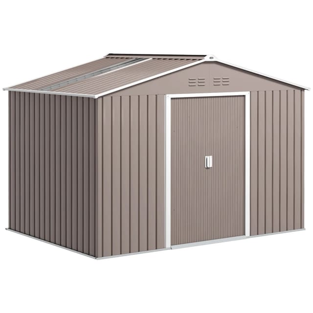 Outsunny Gartenhaus mit Satteldach Stahl Hellgrau 277L x 195B x 192H cm
