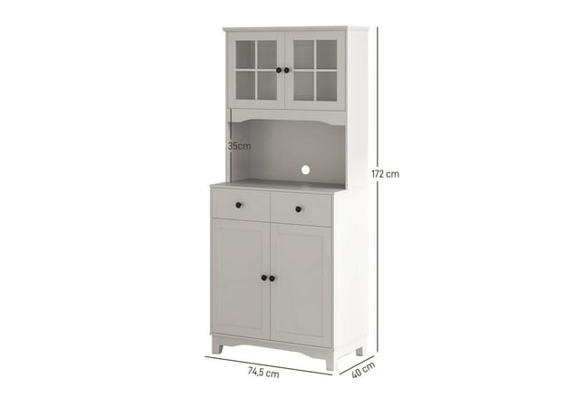 HOMCOM Küchenschrank Hochschrank Spanplatte Weiß 74,5L x 40B x 172H cm
