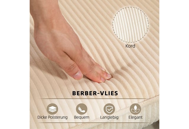 HOMCOM Schaukelstuhl Kord Buchenholz Beige 98T x 71B x 101H cm