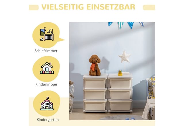HOMCOM Schubladenschrank für Kinder mit Stauraum
