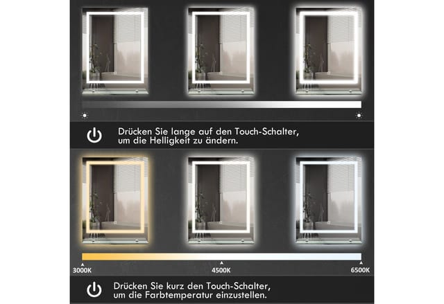 Kleankin Badspiegel Kunststoff Hartglas Transparent 70L x 50B x 2,7H cm