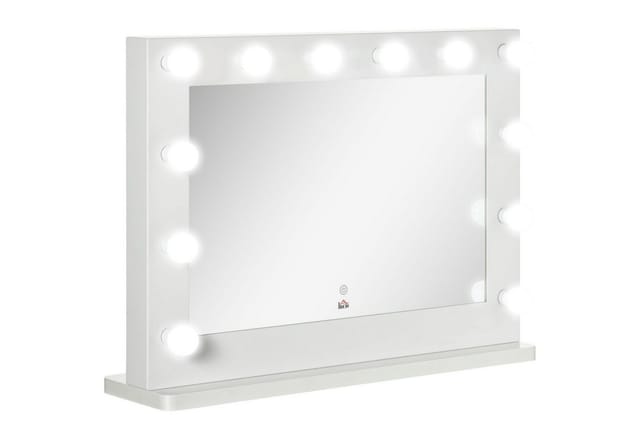 HOMCOM Hollywood Spiegel Eisen Glas MDF Weiß 80L x 60B x 20H cm