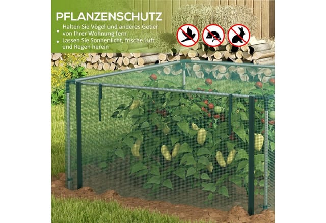 Outsunny Vogelschutznetz Verzinktes Metall HDPE 125L x 125B x 62,5H cm
