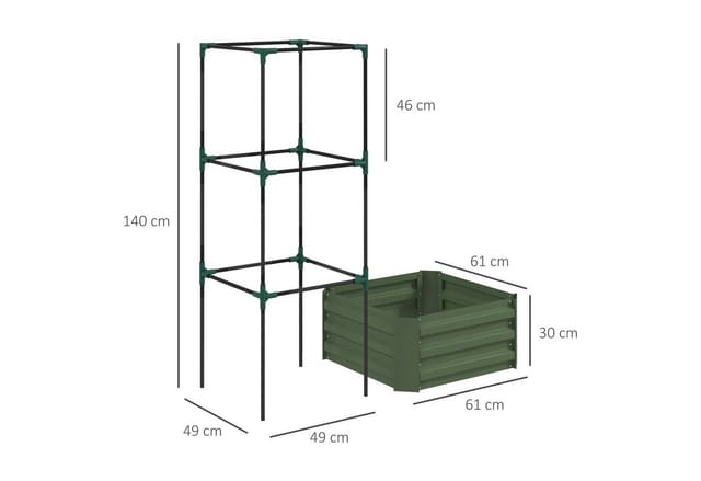 Outsunny Garten-Bett Stahl Verzinkter Stahl 61L x 61B x 140H cm