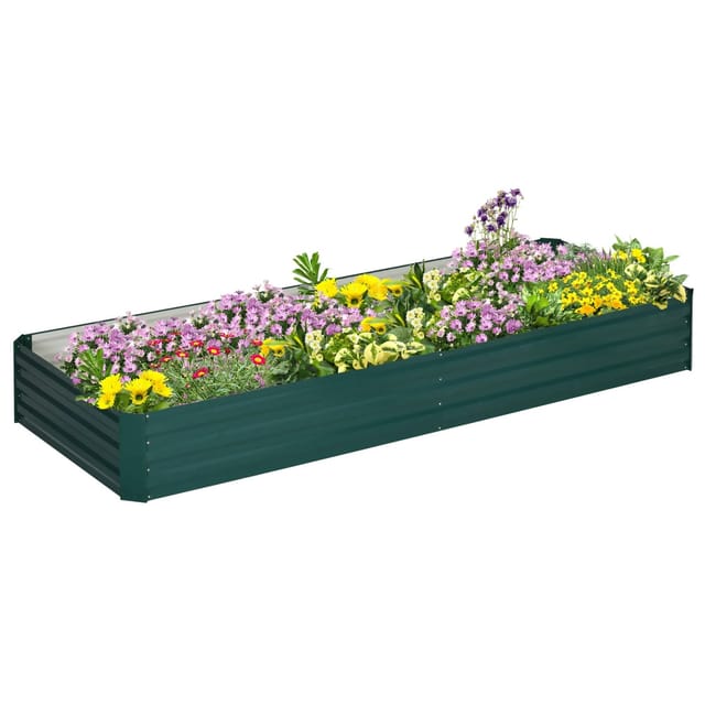 Outsunny Garten-Bett Verzinkter Stahl 241L x 90,5B x 30H cm