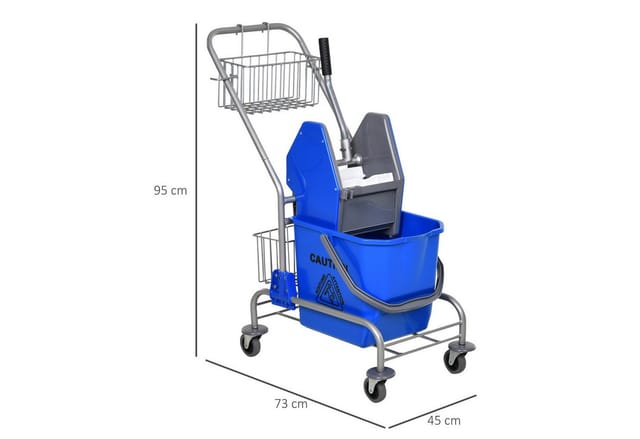 HOMCOM Putzwagen mit Wringer Kunststoff Metall Blau 73L x 45B x 95H cm