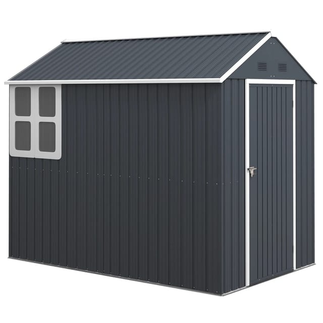Outsunny Gartenschuppen Verzinkter Stahl Dunkelgrau 259L x 172B x 222H cm