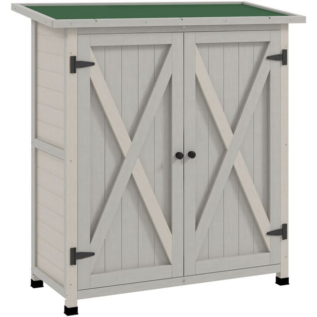 Outsunny Geräteschuppen Tannenholz Hellgrau 110L x 55B x117H cm