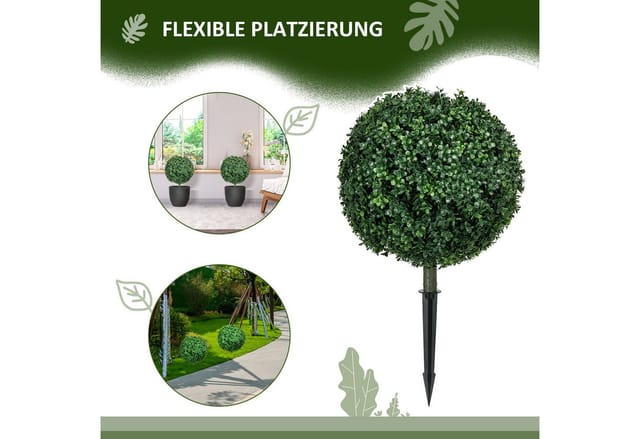 HOMCOM Künstlicher 2er-Set Buchsbaum PE 40L x 40B x 70H cm