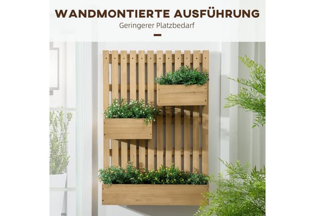 Outsunny Hochbeet Tannenholz Naturholz 60L x 49B x 47H cm