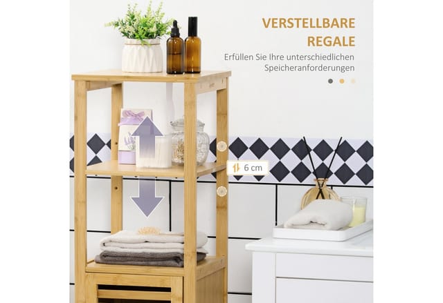 Kleankin Badezimmerschrank Bambus Naturholz 32,9L x 29,9B x 120H cm